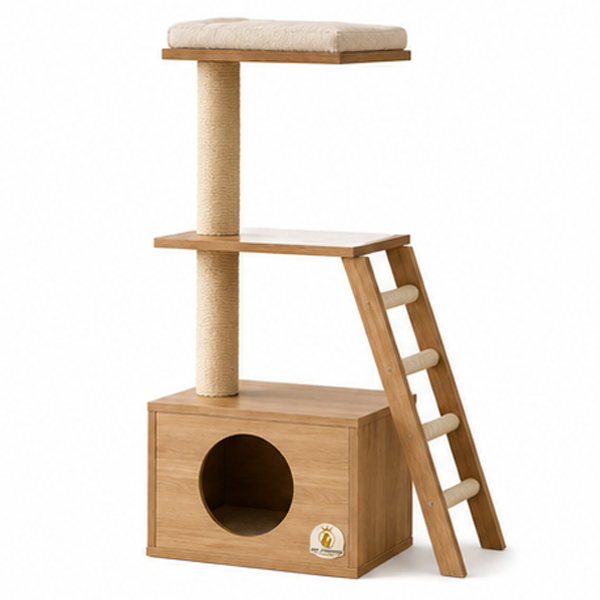 128 cm Double Deck Cat House with Side Ladder