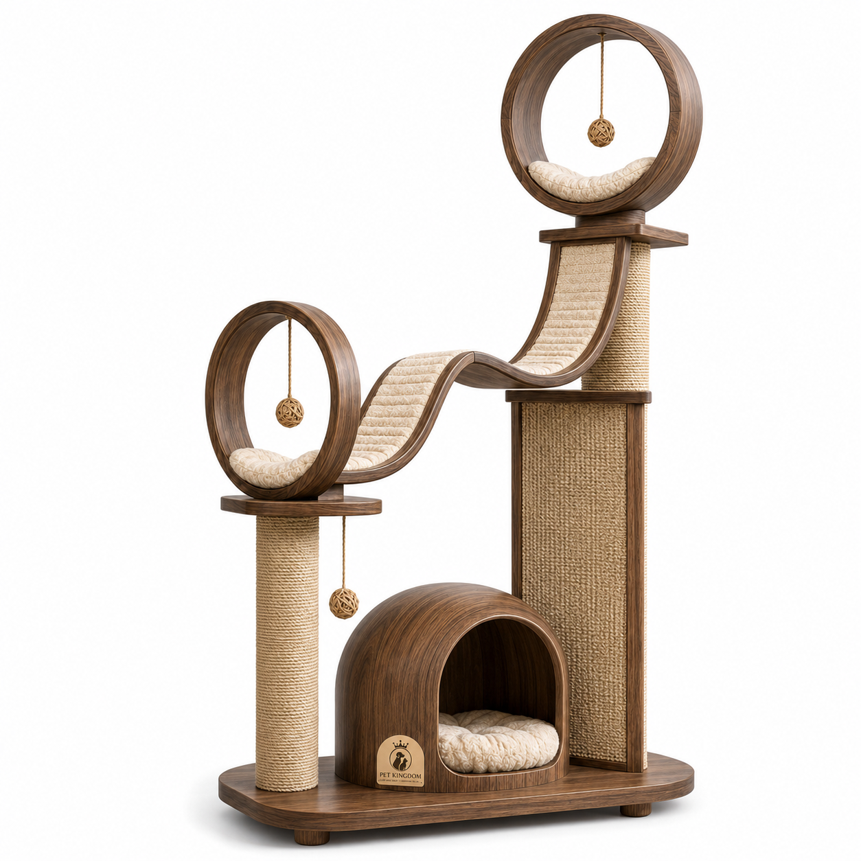 Orbit Bridge Station Wooden Cat Tree